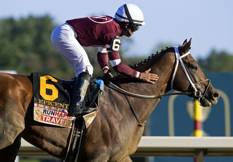Epicenter winning the Gr.1 Travers Stakes at Saratoga