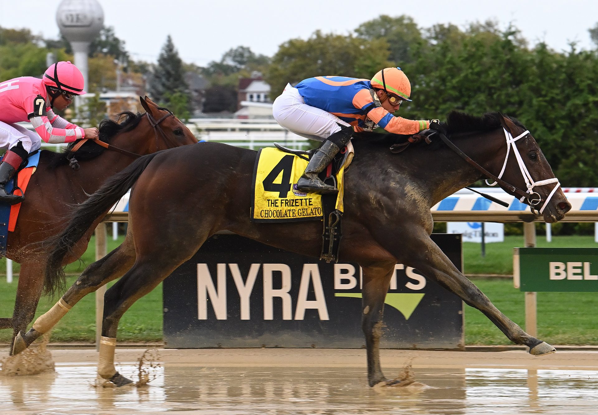 Chocolate Gelato (Practical Joke) wins the Gr.1 Frizette Stakes at Belmont