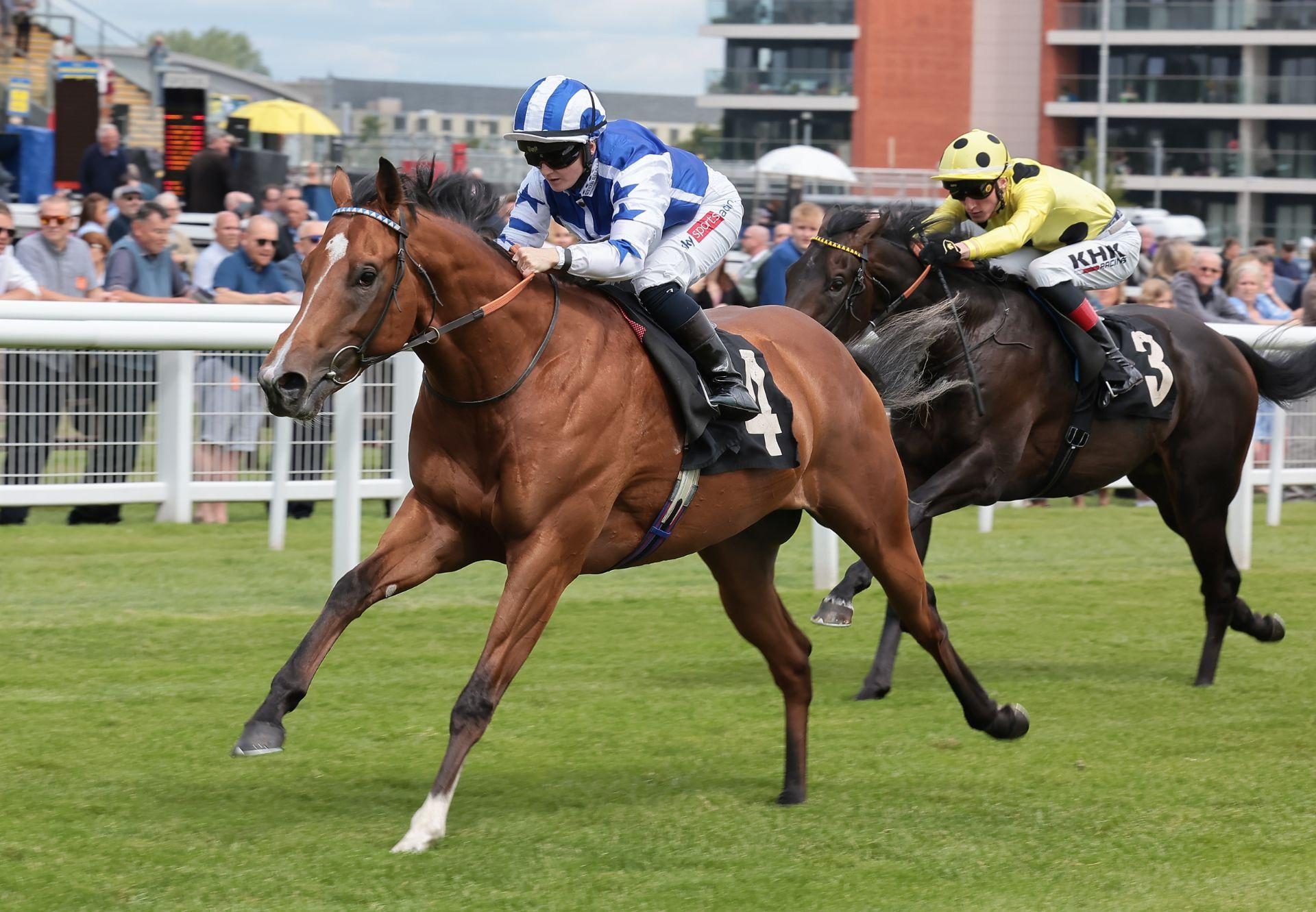 Cogitate (Churchill) winning his novice stakes at Newbury