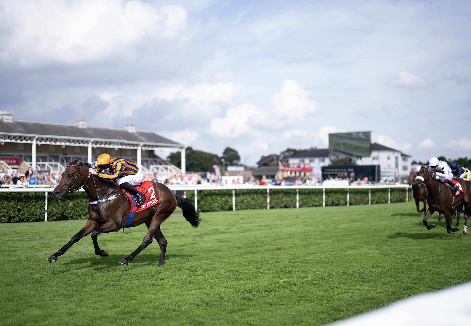 Dancing Gemini (Camelot) wins the Listed Scotsman Stakes at Doncaster