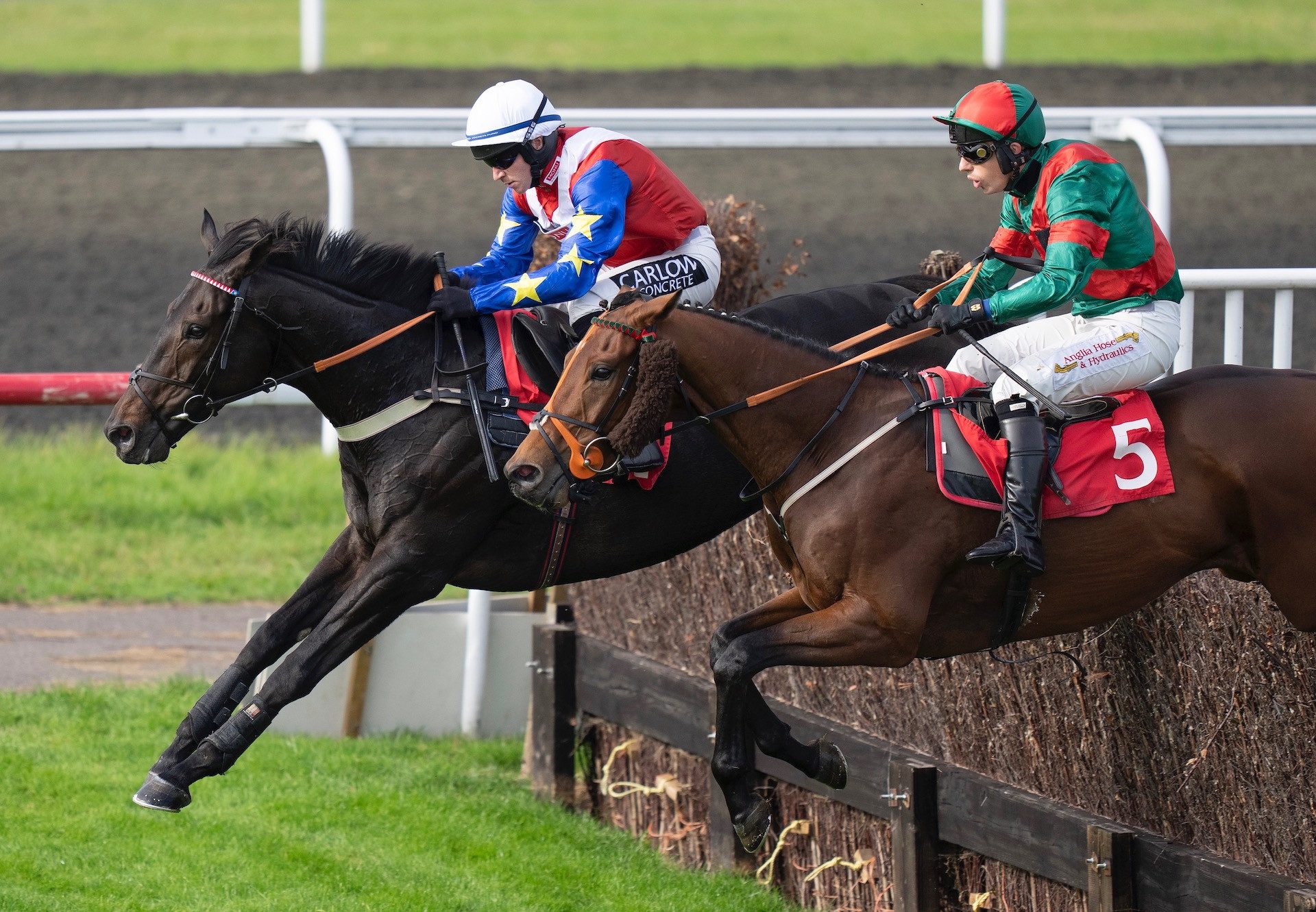 Isolate (Maxios) On Far Side Wins The Novices Handicap Chase At Kempton