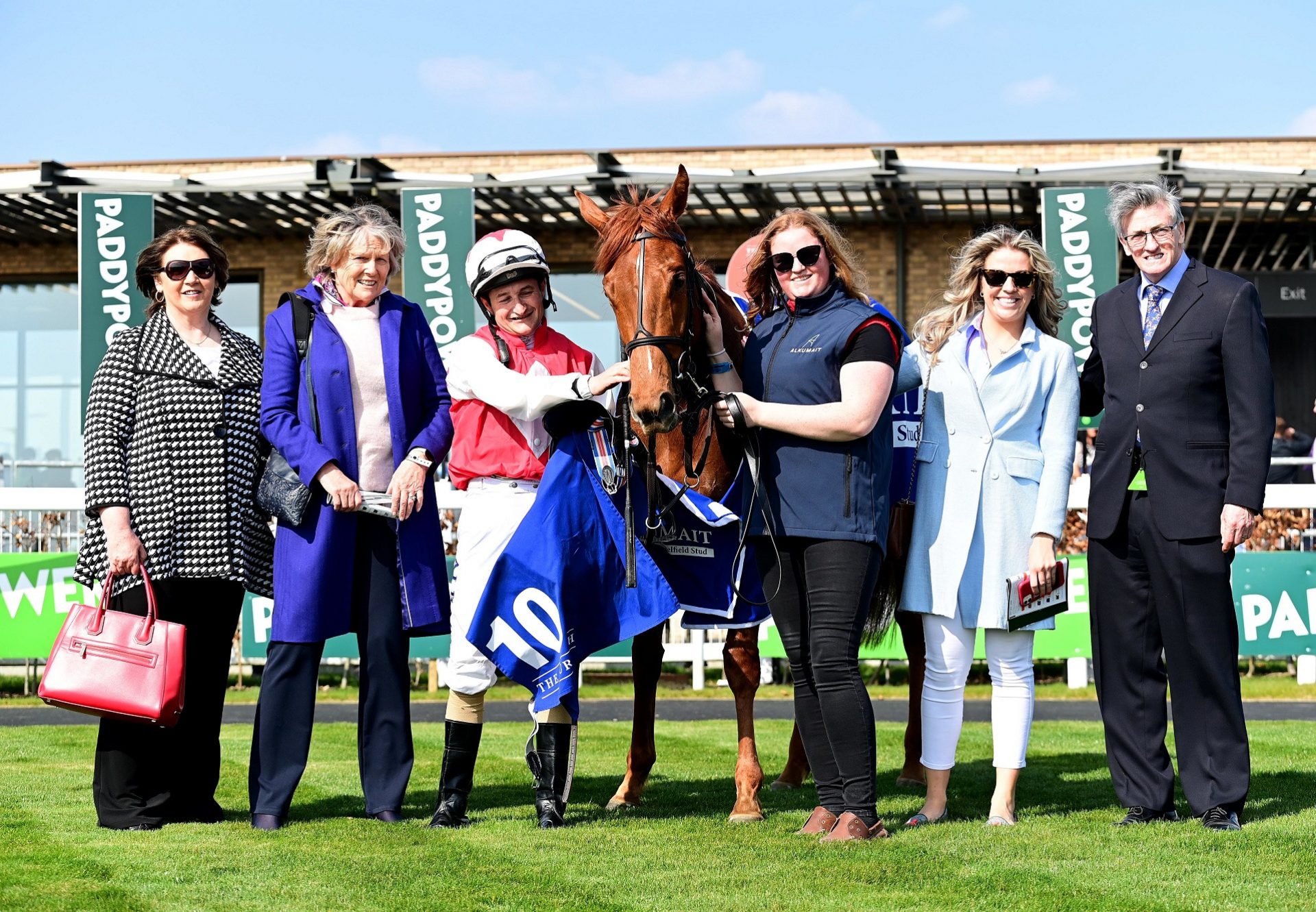 Ocean Quest (Sioux Nation) pictured with winning connections after winning a Curragh Maiden