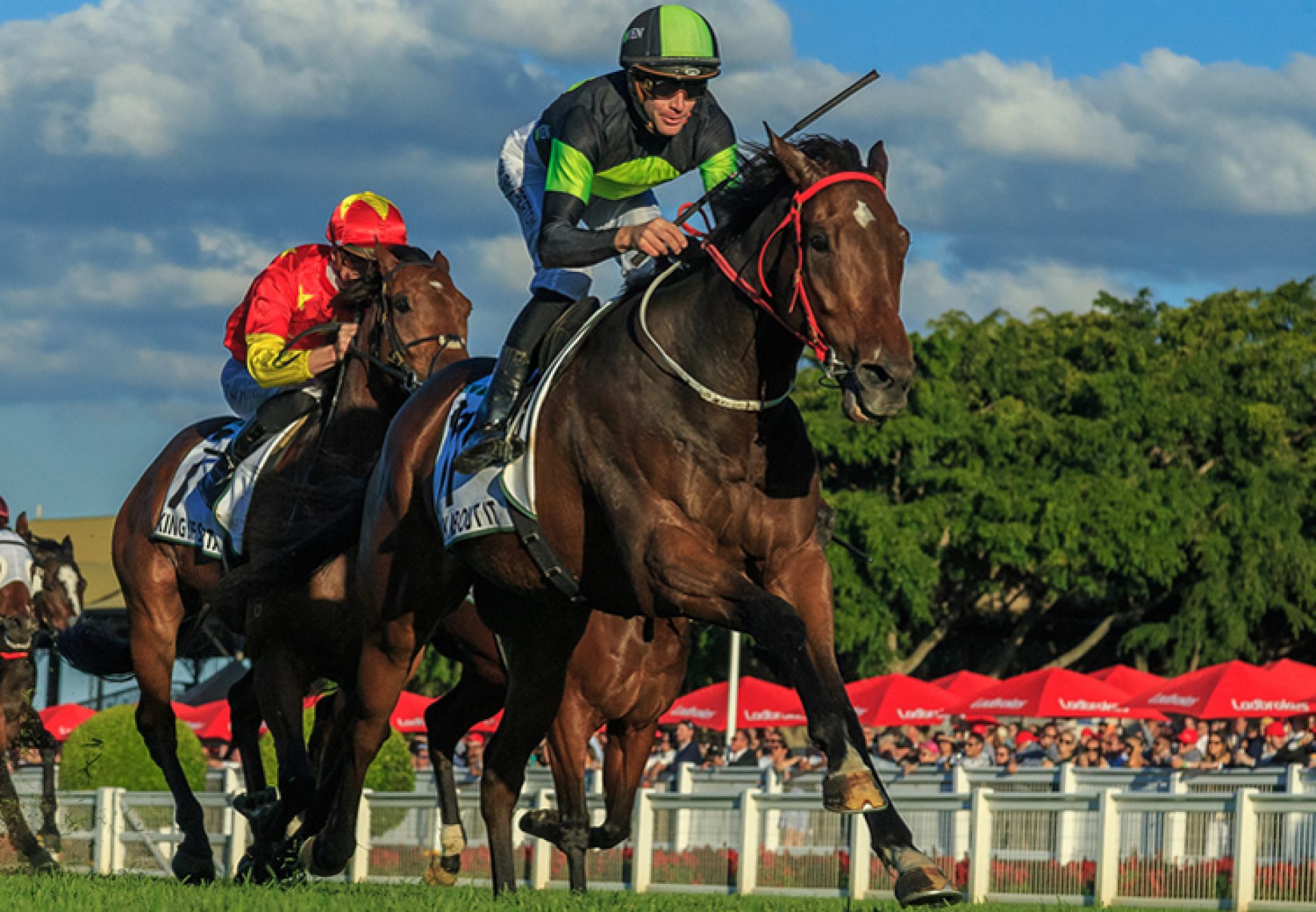 Think About It (So You Think) winning the Gr.1 Kingsford Smith at Eagle Farm