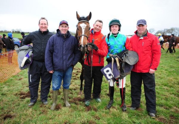 Mahler Lad (Mahler) with winning connections after winning a maiden point-to-point