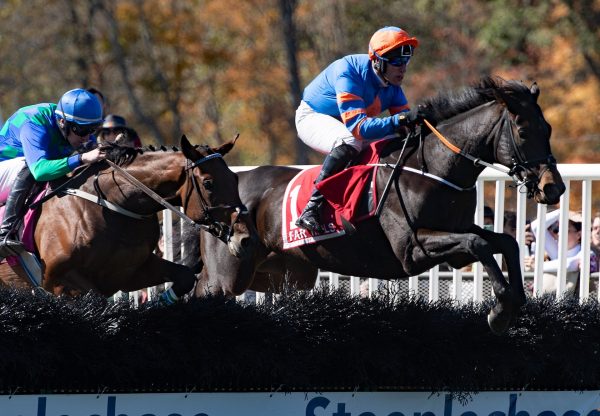 Global Freedom (Maxios) winning a conditions hurdle at Far Hills