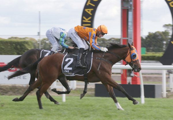 Lord Cosmos (Pierro) winning the Listed Waikato Equine Veterinary Centre Stakes at Te Rapa