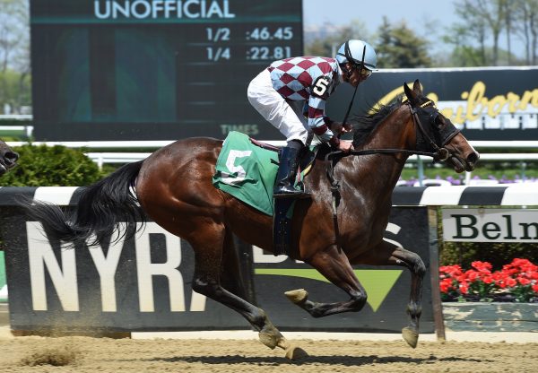 Mae Never No (No Nay Never) winning a maiden at Belmont