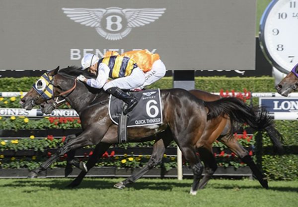 Quick Thinker (So You Think) wins the Gr.1 Australian Derby at Randwick
