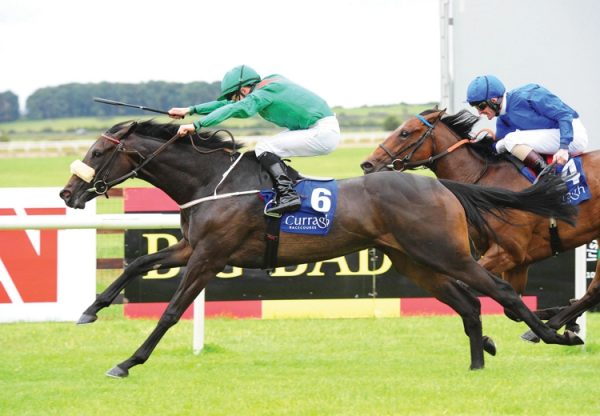 Raydara (Rock Of Gibralatar) winning the G2 Debutante Stakes at the Curragh