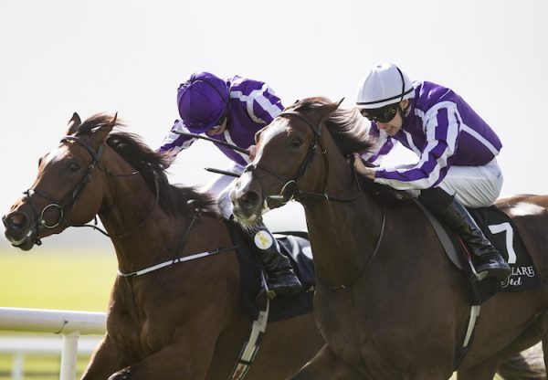 Happily (Galileo) winning the G1 Moyglare Stud Stakes at the Curragh
