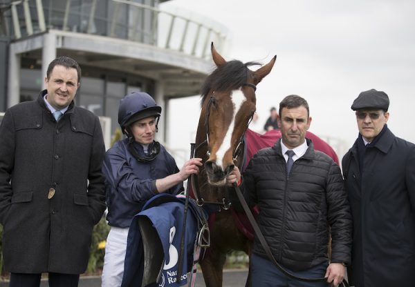 Hunting Horn (Camelot) with connections after winning his maiden at Naas